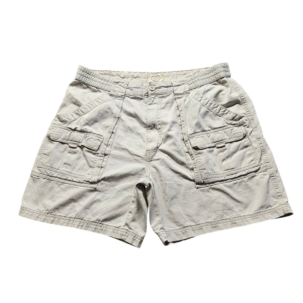 St. John's Bay Cargo Shorts Mens 38 Tan Khaki Cotton Elastic Waist Utility 5261